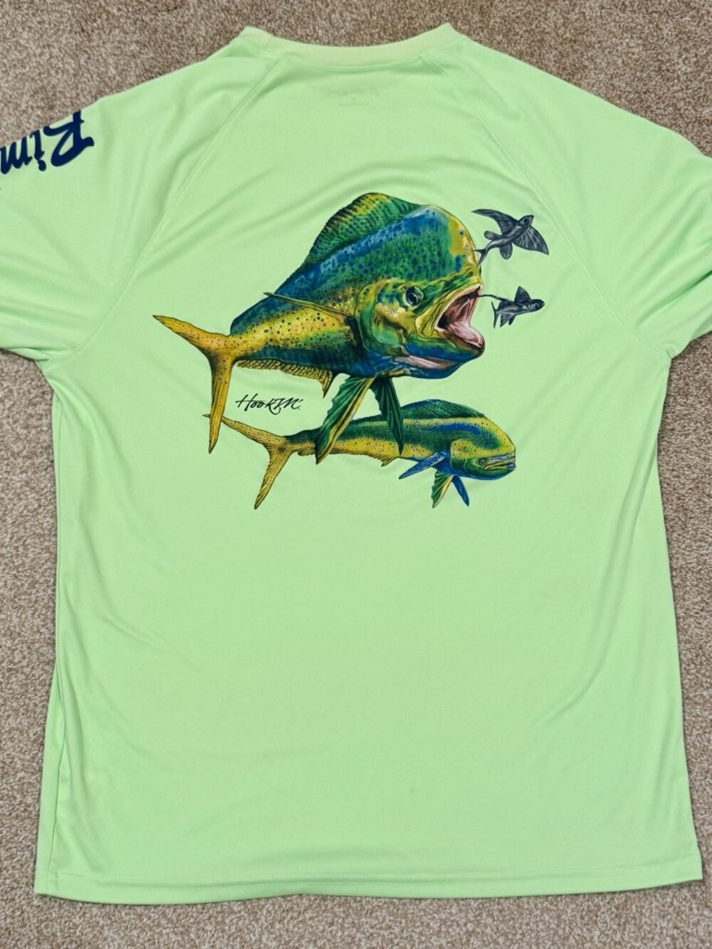 Mens Medium Bimini Bay Outfitters Green Long Sleeve Fishing Shirt Rash Guard